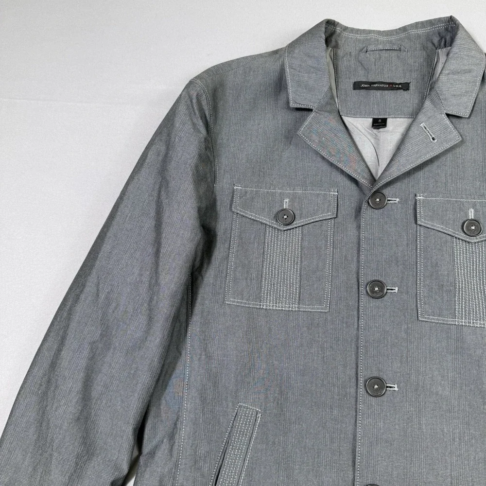John Varvatos Jacket Mens Size Small Grey Blazer Sport Coat Casual Vented Cotton
